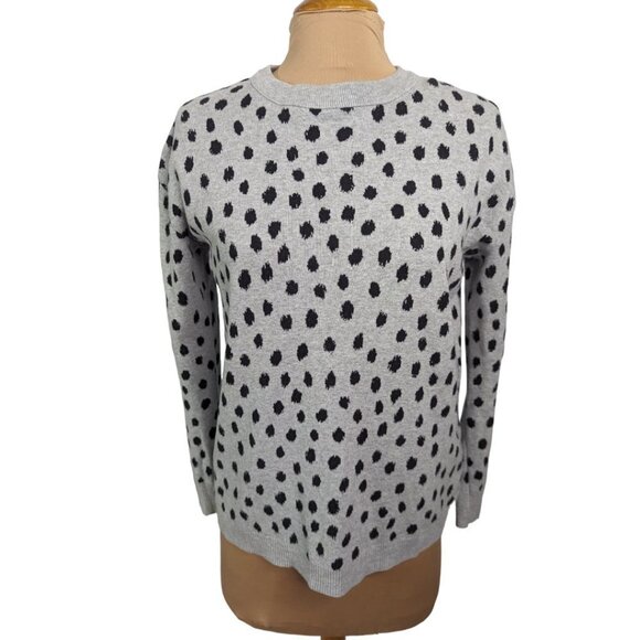 H & M Cotton Polka Dot Midweight Crew Neck Sweater Gray Black Size Small - Picture 12 of 12